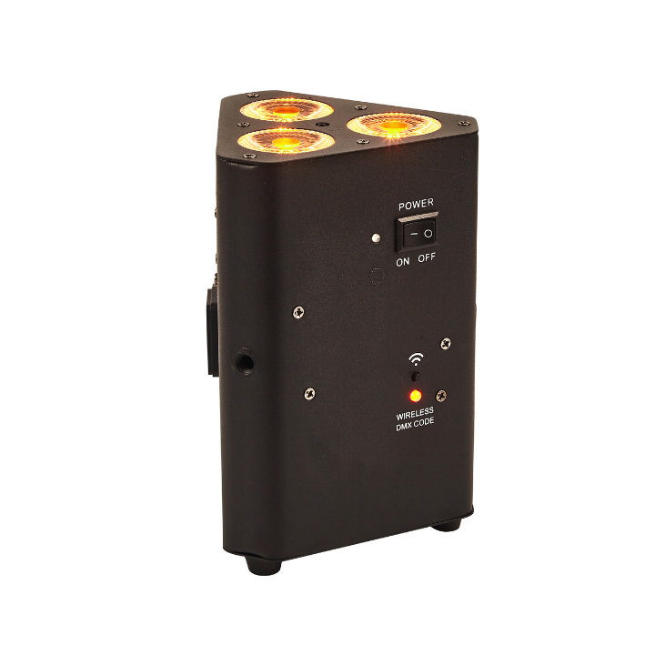 Powered LED wedge Uplight - 3 Bulbs x18W rgbawa uv led wireless dmx Battery